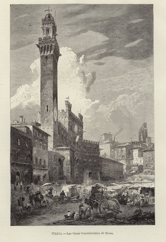 Das Rathaus von Siena von Gustave Bauernfeind