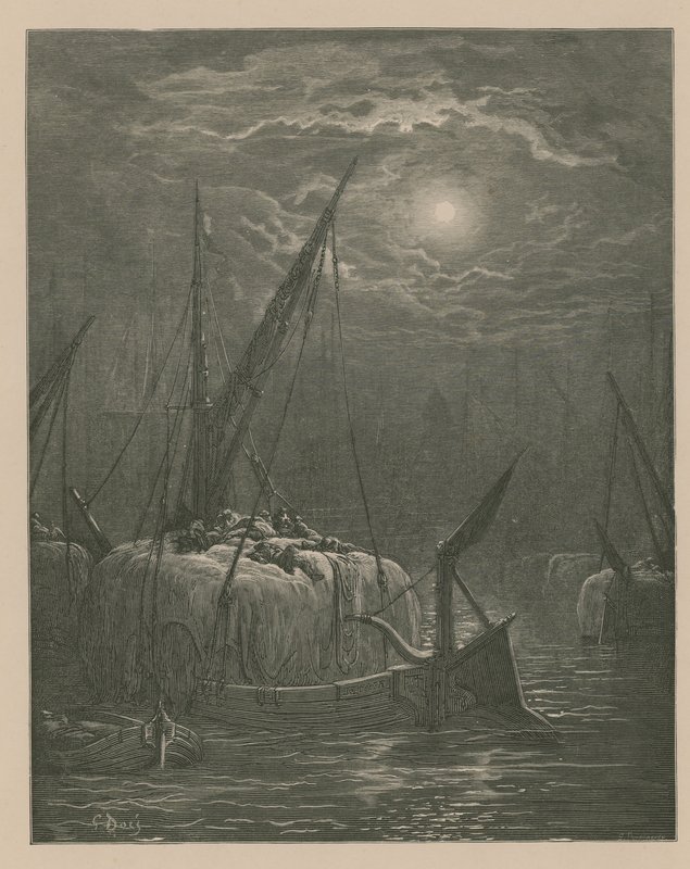 Boote auf der Themse von Gustave Dore