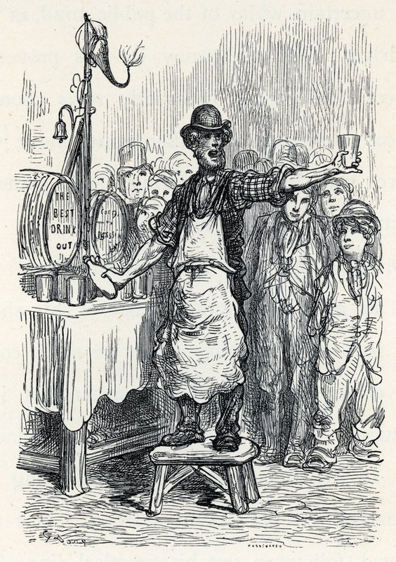 Ingwerbier-Verkäufer in den 1870er Jahren von Gustave Dore