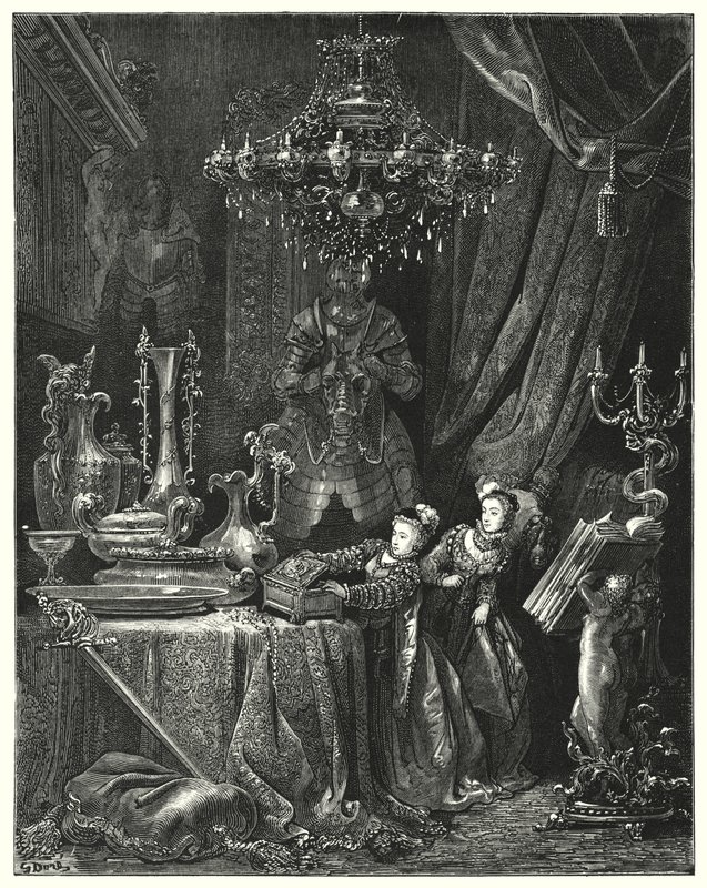 La Barbe-Bleue; Blaubart (Gravur) von Gustave Dore