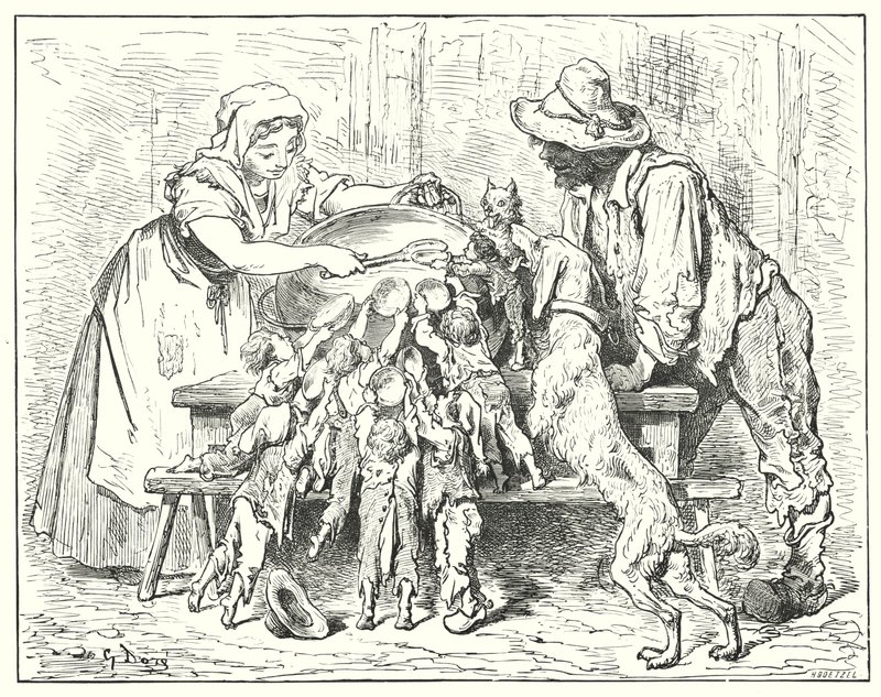 Der kleine Däumling (Gravur) von Gustave Dore