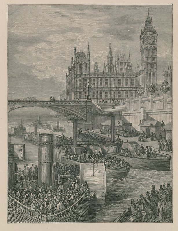 Westminster-Treppen - Dampfer verlassen von Gustave Dore