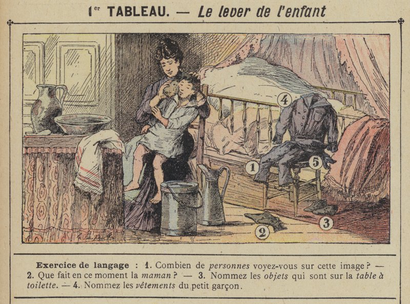Das Aufstehen des Kindes (Farblithografie) von Gustave Fraipont