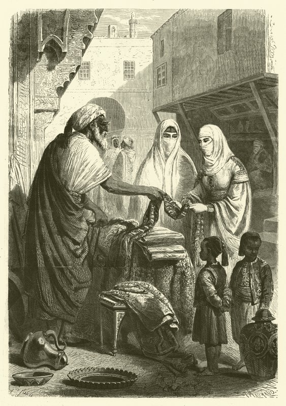 Basar in Mogador, Marokko von Gustave Janet
