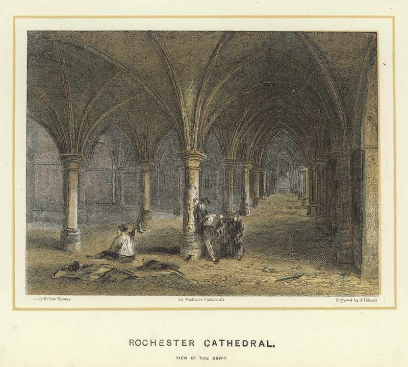 Rochester-Kathedrale, Ansicht der Krypta von Hablot Knight Browne
