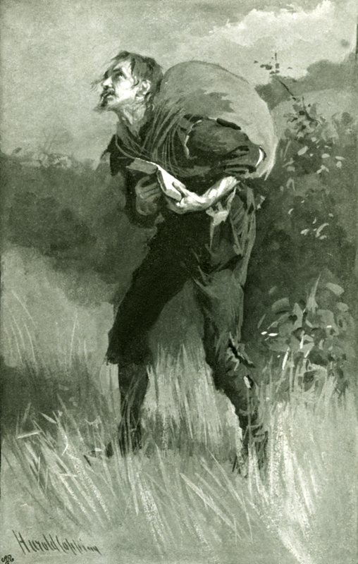 Christian geht auf dem Feld von Harold Copping