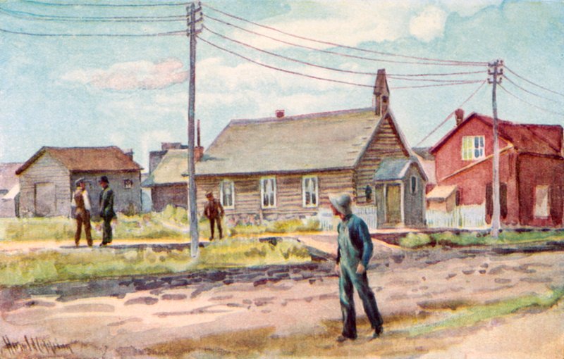 Die Blockhütten-Kirche, Lloydminster von Harold Copping