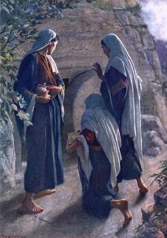Die Frau am Grab (Farblithografie) von Harold Copping