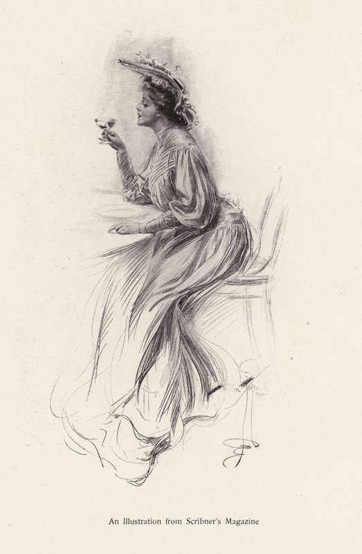 Frau mit einem Getränk von Harrison Fisher