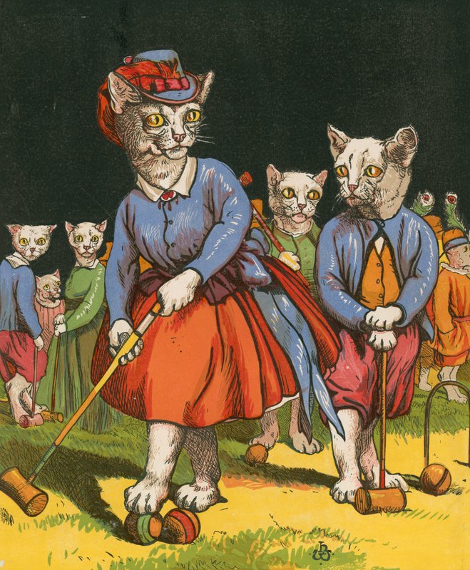 Katzen spielen Krocket von Harrison William Weir