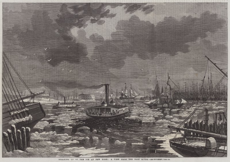 Eisaufbruch in New York, eine Ansicht vom East River von Harry Fenn