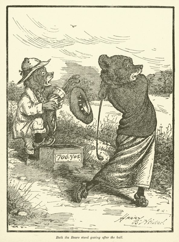 Bären spielen Golf (Farblithographie) von Harry B Neilson
