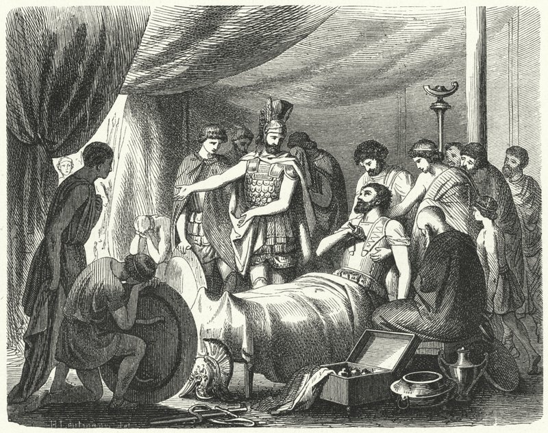 Der Tod des Epaminondas, 362 v. Chr. von Heinrich Leutemann