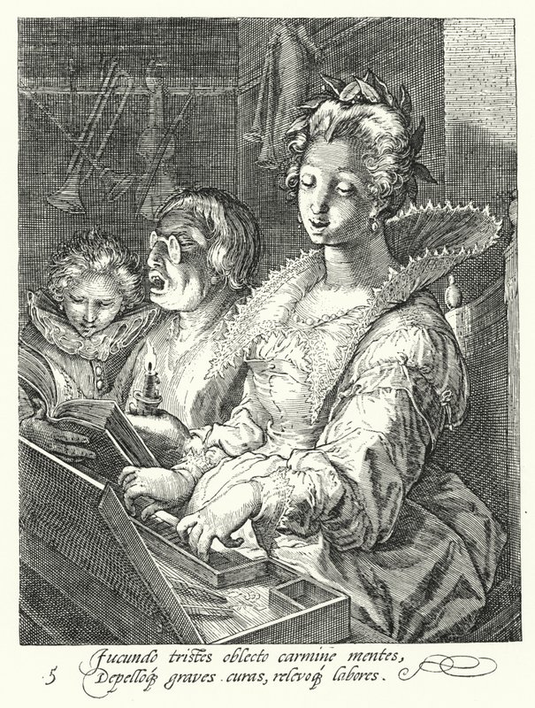 Musik (Gravur) von Hendrik (after) Goltzius