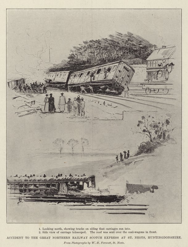 Unfall des Great Northern Railway Scotch Express in St Neots, Huntingdonshire von Henry Charles Seppings Wright