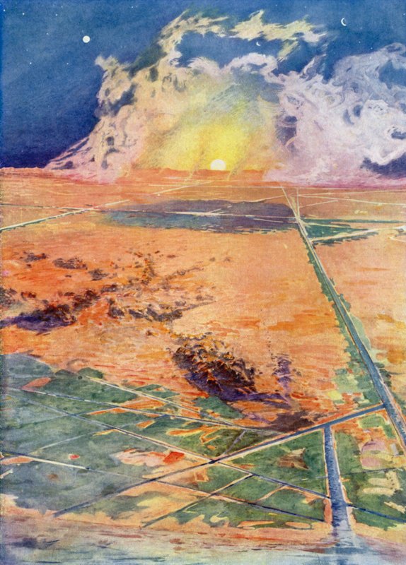 Eine ideale Landschaft auf dem Mars nach Professor Lowell von Henry Charles Seppings Wright