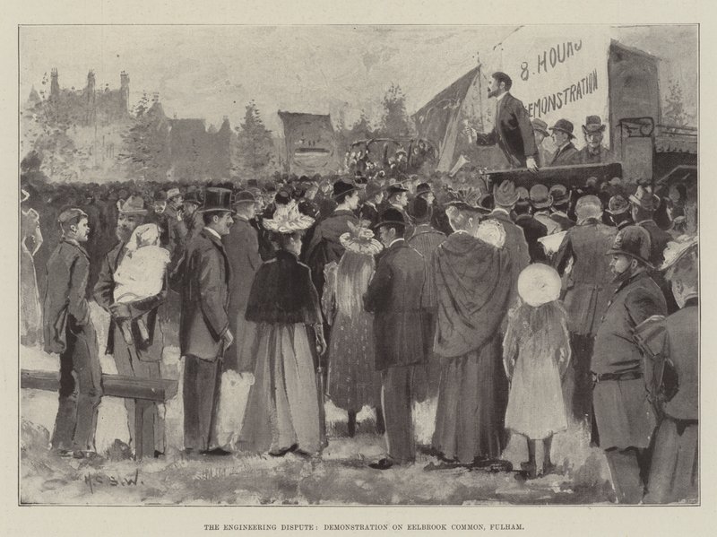 Der Ingenieurstreit, Demonstration auf dem Eelbrook Common, Fulham von Henry Charles Seppings Wright