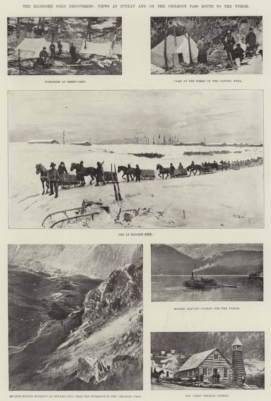 Die Goldfunde am Klondike, Ansichten in Juneau und auf der Chilkoot-Pass-Route zum Yukon von Henry Charles Seppings Wright