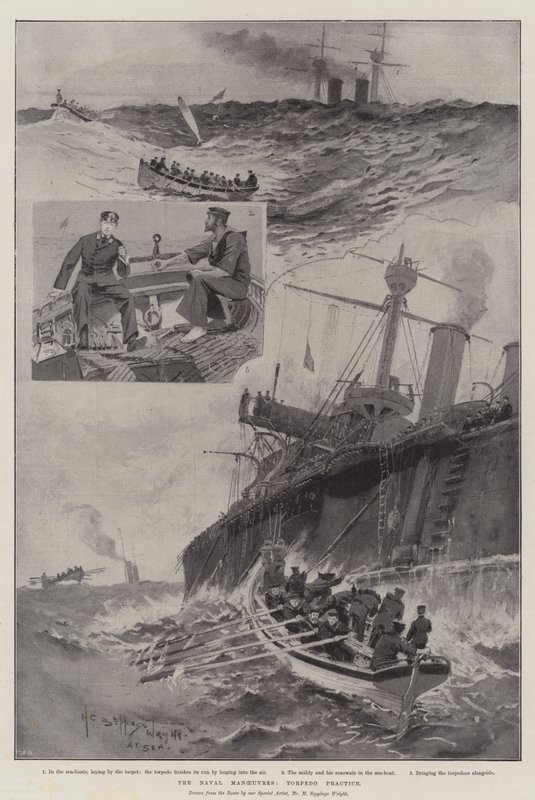 Die Marine-Manöver, Torpedo-Übung von Henry Charles Seppings Wright