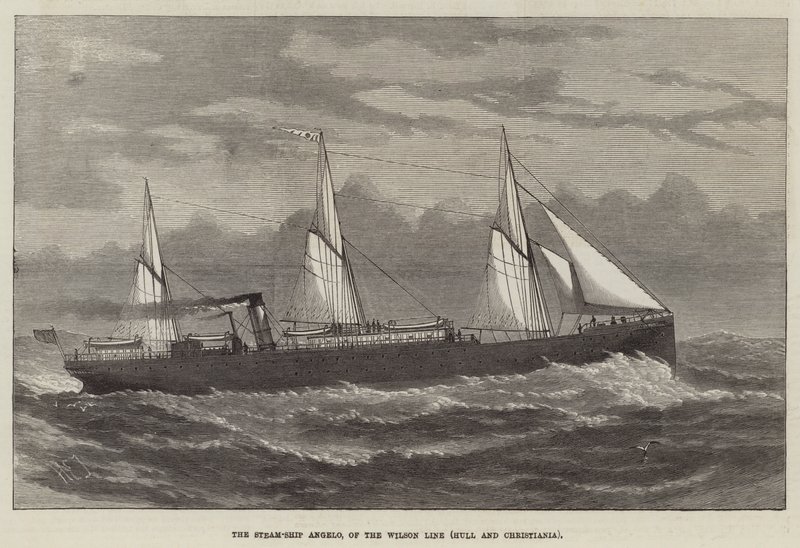 Das Dampfschiff Angelo, der Wilson-Linie (Hull und Christiania) von Henry Spernon Tozer