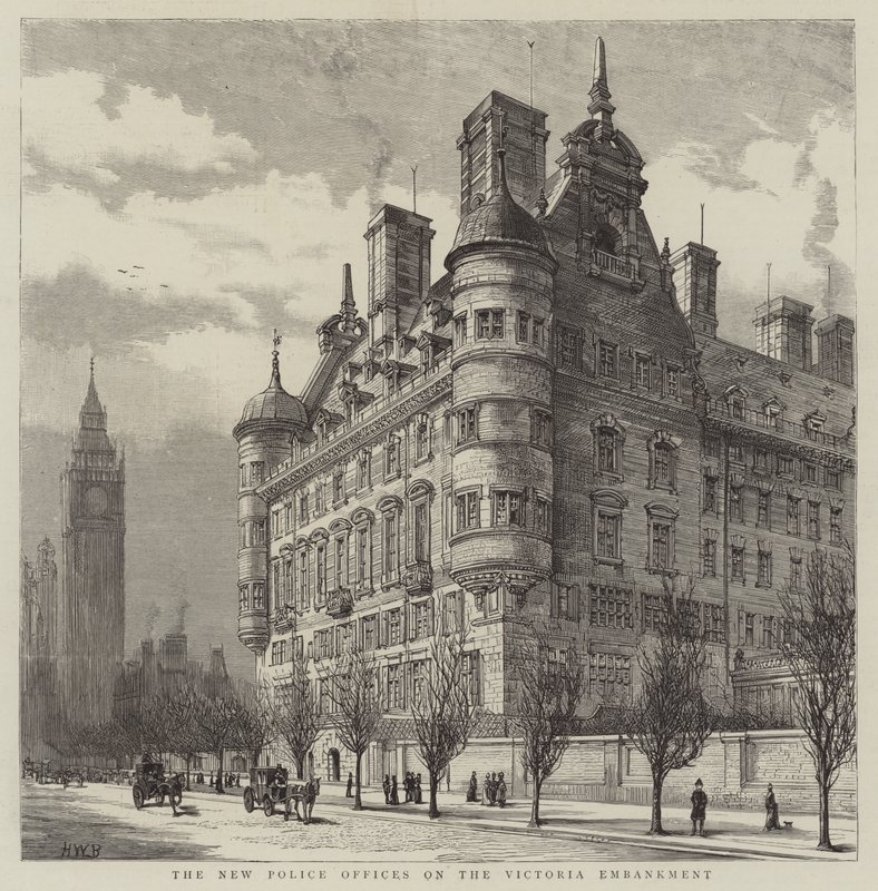 Die neuen Polizeibüros am Victoria Embankment von Henry William Brewer