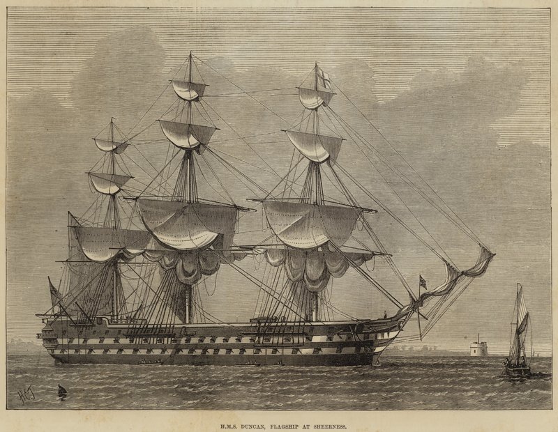 HMS Duncan, Flaggschiff in Sheerness von Henry Spernon Tozer
