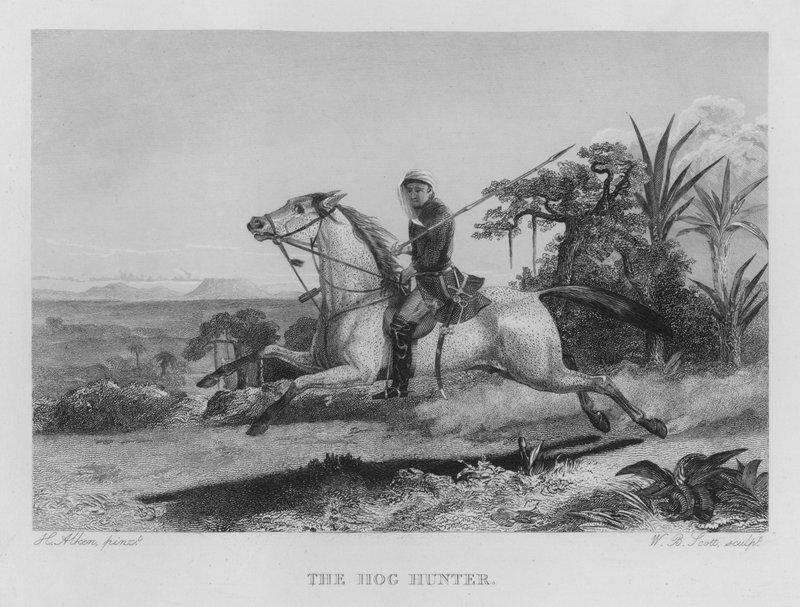 Der Wildschweinjäger (Gravur) von Henry Thomas (after) Alken