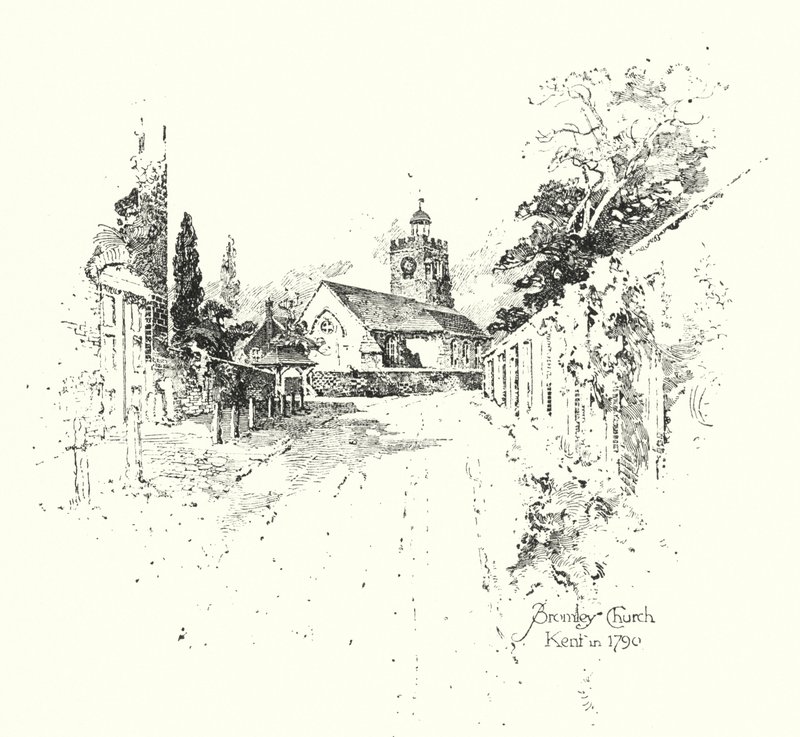 Bromley Kirche, Kent, im Jahr 1790 von Herbert (after) Railton