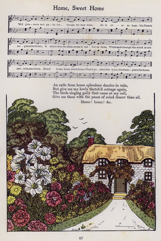 Zuhause, süßes Zuhause (Farblithografie) von Hilda Broughton