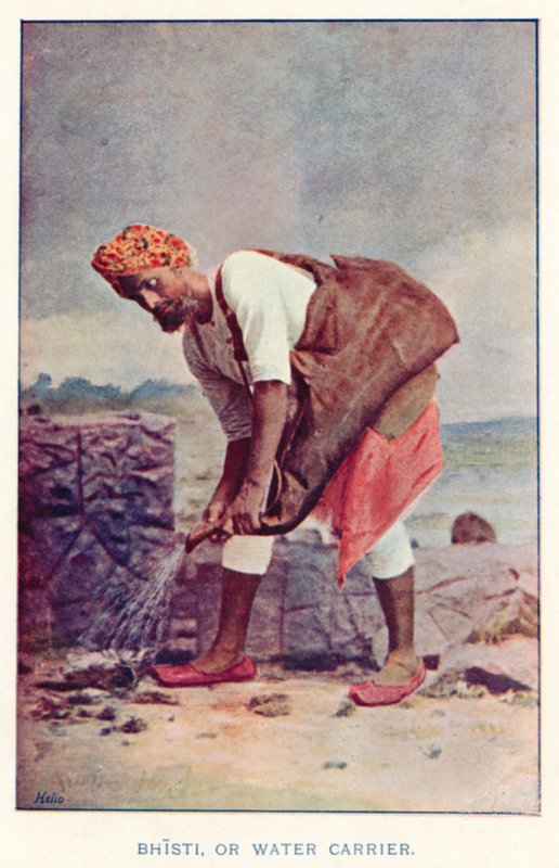 Indische Eingeborene: Bhisti, oder Wasserträger von Indian photographer