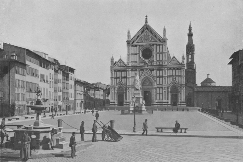 Florenz, Piazza S Croce (s/w Foto) von Italian Photographer