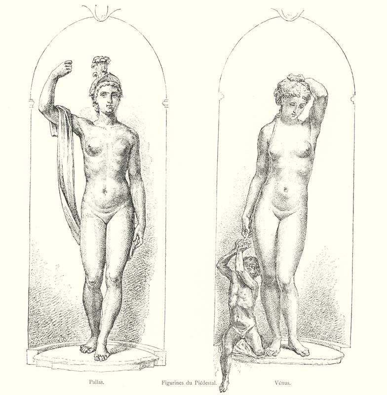 Figuren des Sockels, Pallas, Venus (Stich) von Italian School