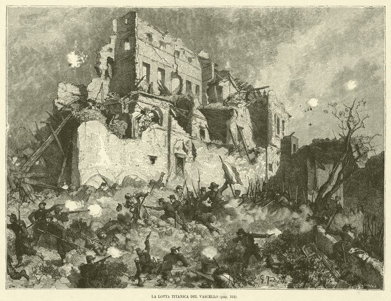 Der titanische Kampf des Schiffes (Gravur) von Italian School