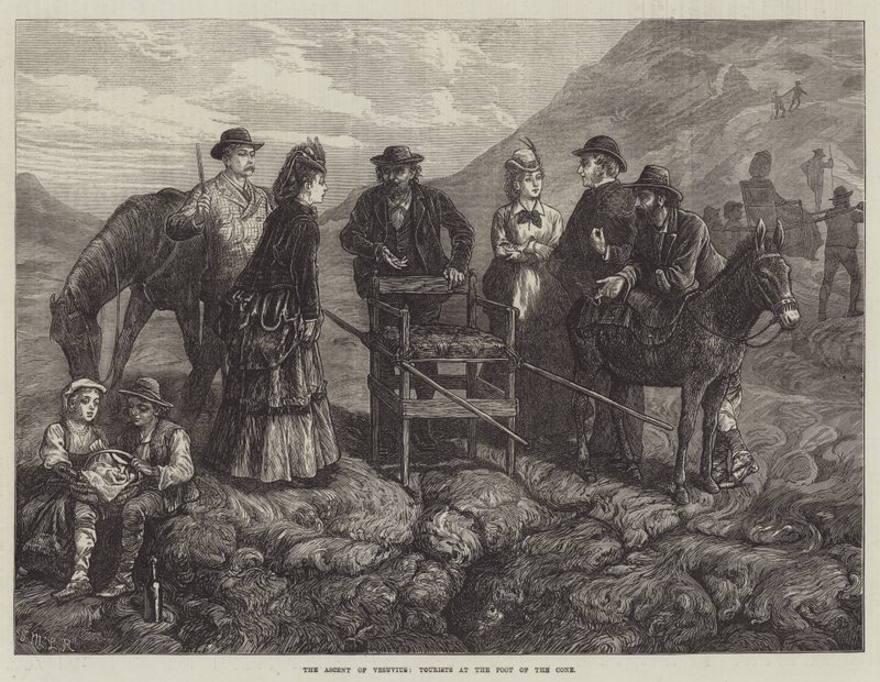 Der Aufstieg des Vesuvs, Touristen am Fuß des Kegels von J.M.L. Ralston