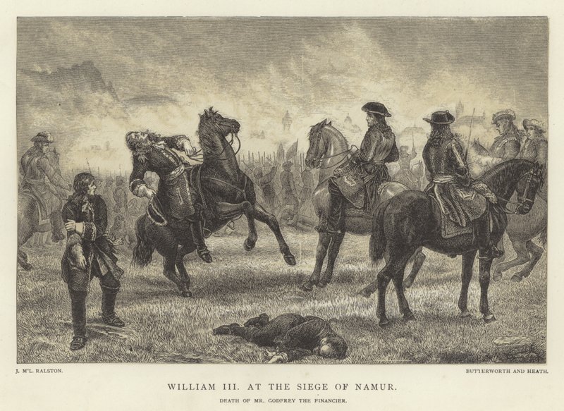 Wilhelm III. bei der Belagerung von Namur, Tod von Mr. Godfrey dem Finanzier von J.M.L. Ralston