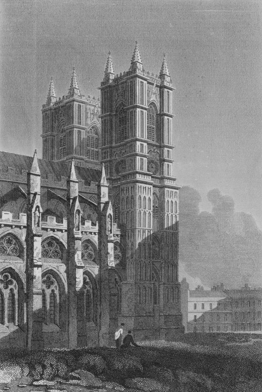 Westminster Abbey, Westturm (Stich) von John Preston Neale