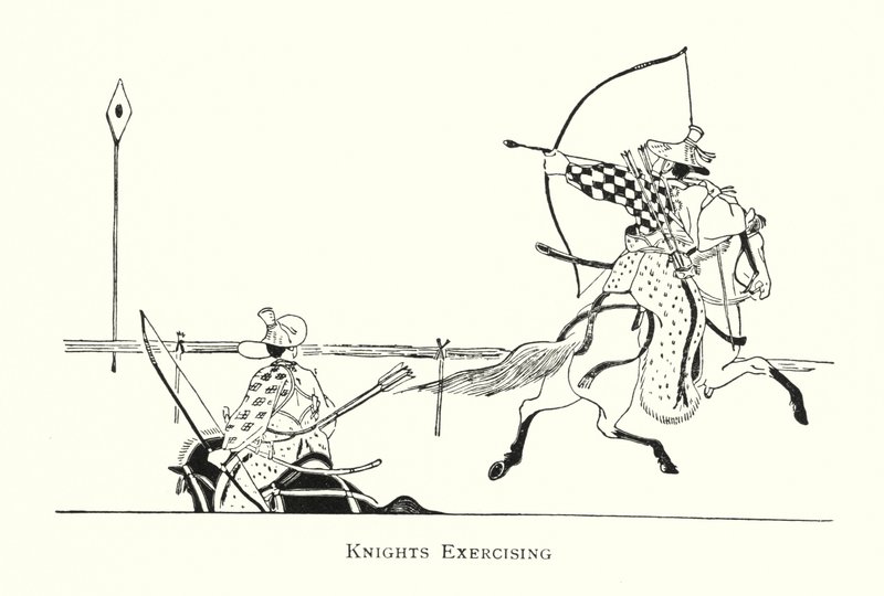 Ritter beim Üben von Japanese School