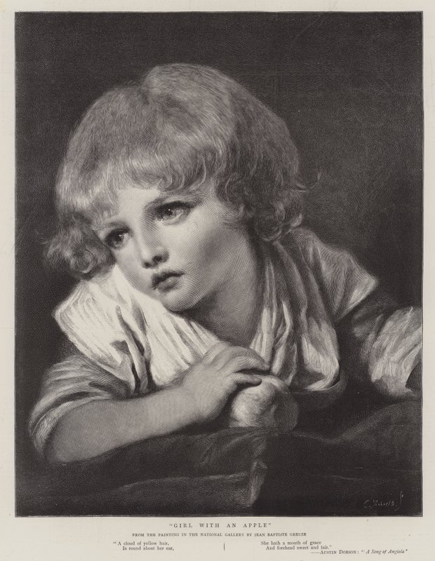 Mädchen mit einem Apfel von Jean Baptiste Greuze