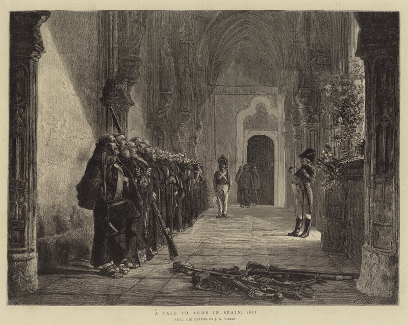 Ein Aufruf zu den Waffen in Spanien, 1811 von Jehan Georges Vibert