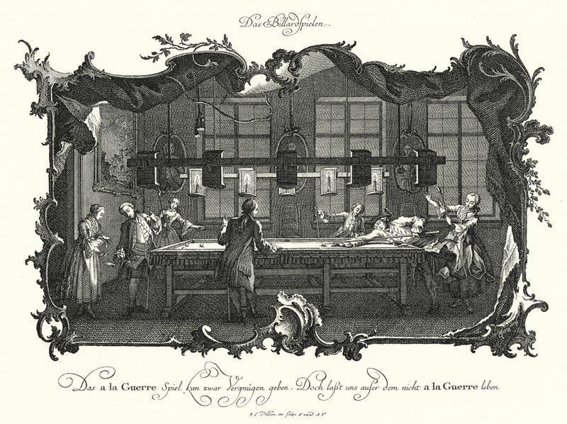 Das Billardspiel (Stich) von Johann Esaias Nilson