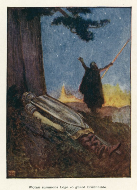 Wotan ruft Loge, um Brünnhilde zu bewachen von John Byam Liston Shaw