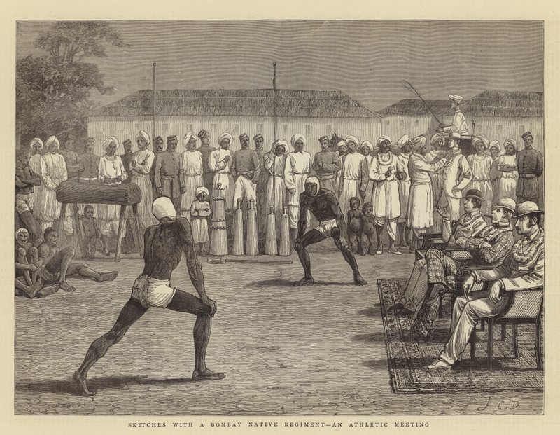 Skizzen mit einem einheimischen Regiment aus Bombay, ein Sporttreffen von John Charles Dollman