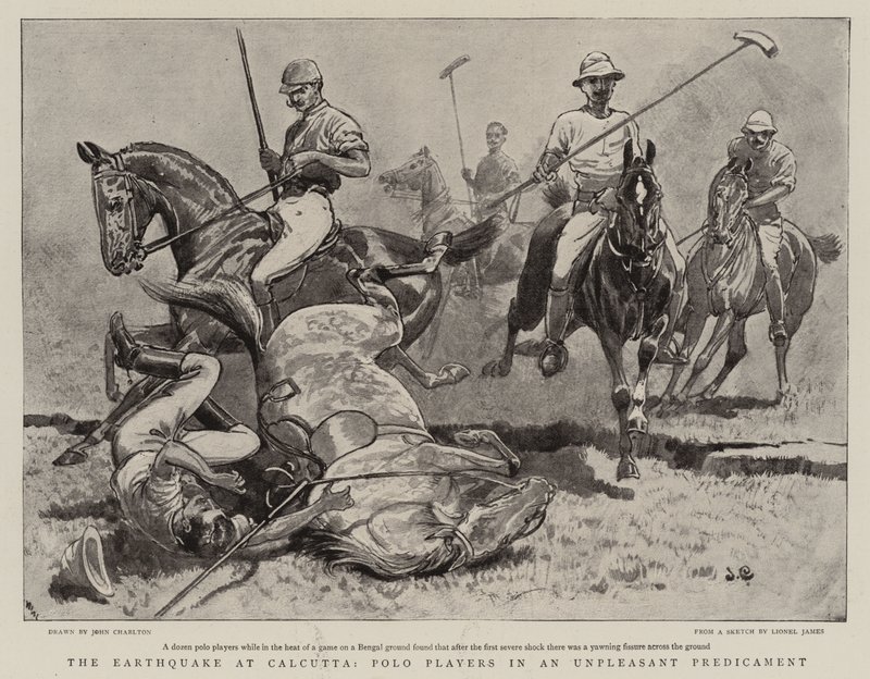 Das Erdbeben in Kalkutta, Polospieler in einer unangenehmen Lage von John Charlton