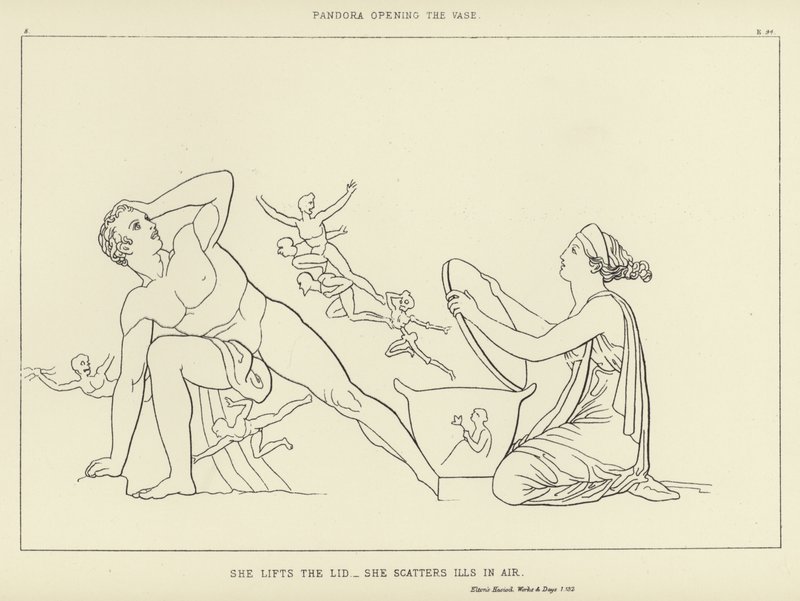 Pandora öffnet die Vase von John Flaxman