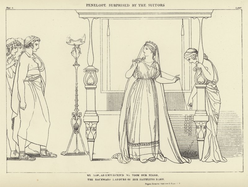 Penelope wird von den Freiern überrascht von John Flaxman