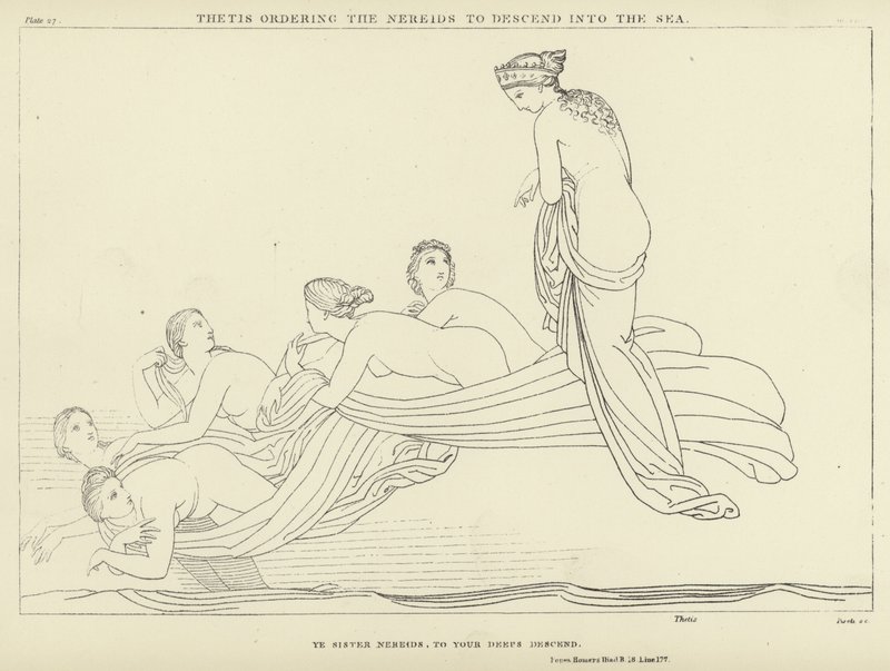Thetis befiehlt den Nereiden, ins Meer hinabzusteigen von John Flaxman