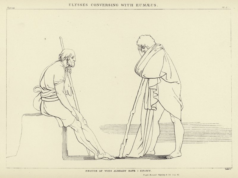 Odysseus im Gespräch mit Eumaios von John Flaxman