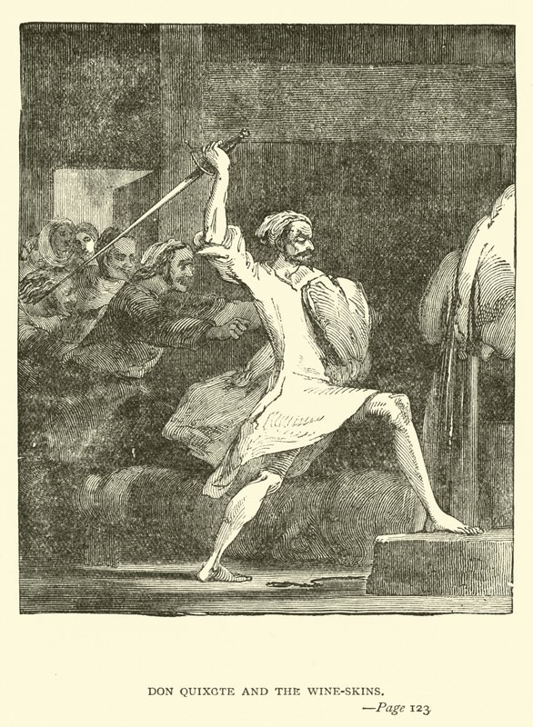 Don Quijote und die Weinschläuche von John Gilbert