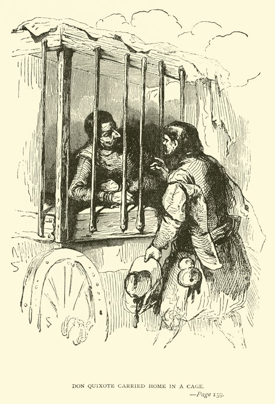 Don Quijote wird in einem Käfig nach Hause gebracht von John Gilbert
