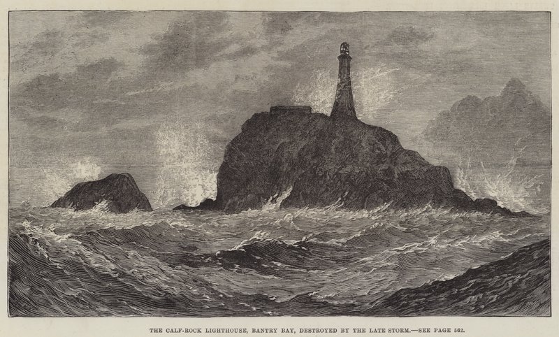 Der Calf-Rock-Leuchtturm, Bantry Bay, zerstört durch den letzten Sturm von John Gilbert